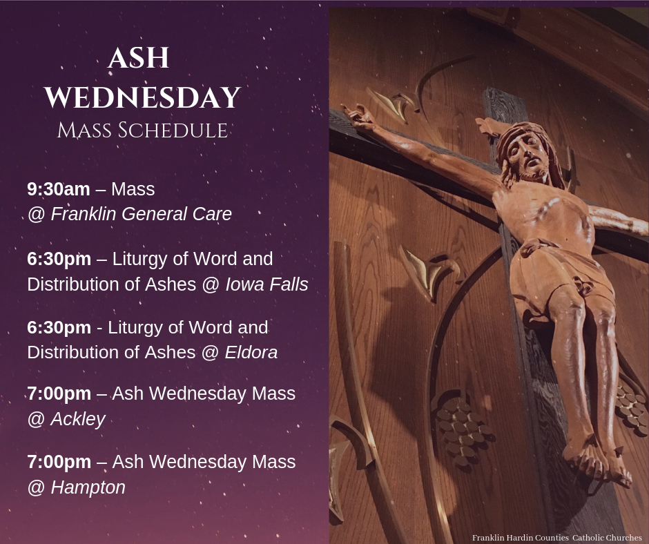 Ash Wednesday Schedule March 6