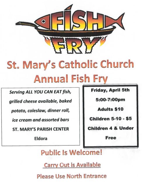 Fish Fry - St. Mary, Eldora -April 5