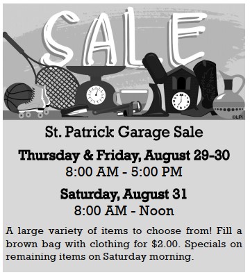St. Patrick Garage Sale - Aug 29-31