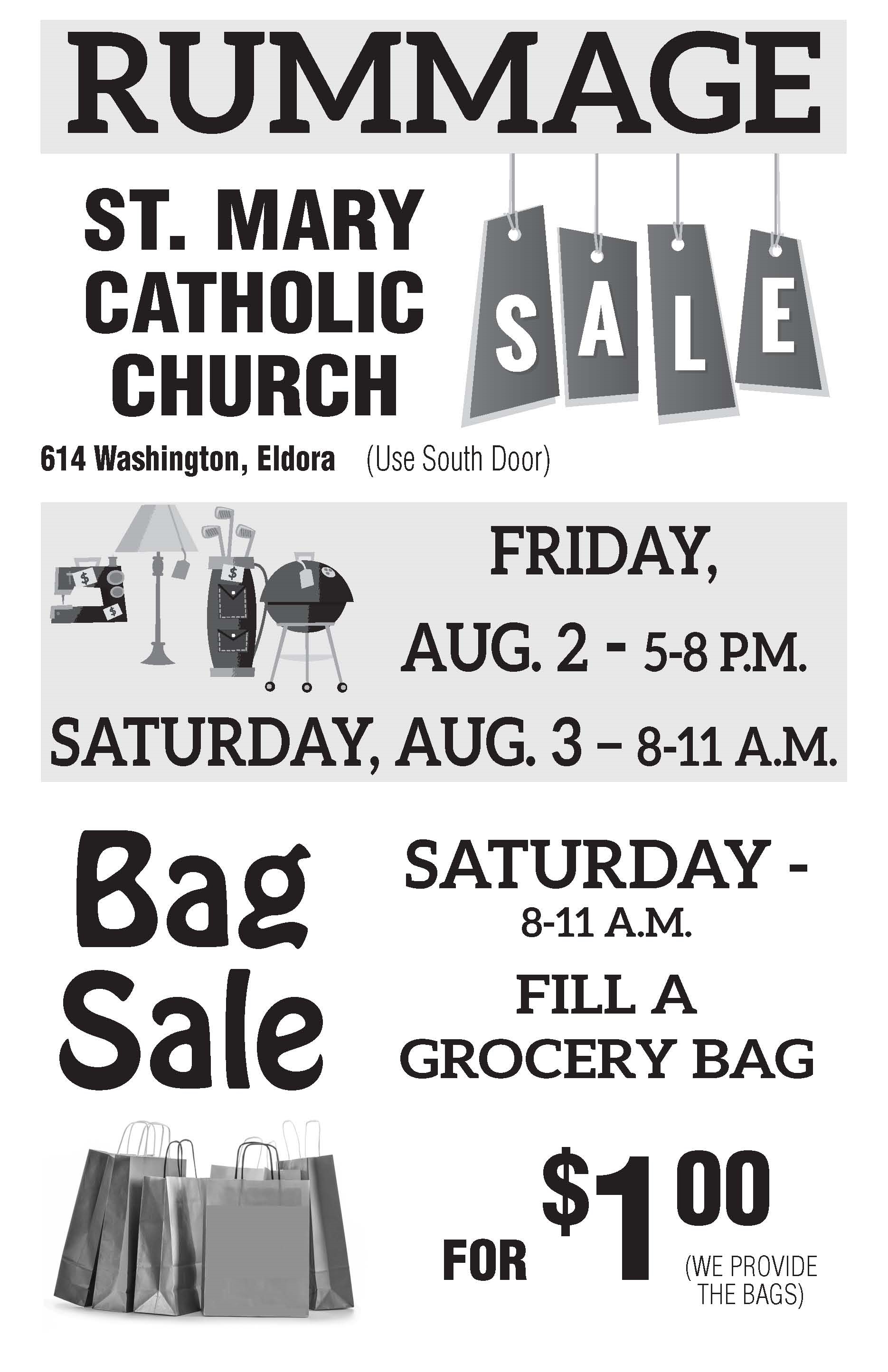 St. Mary, Eldora Rummage Sale - Aug 2-3
